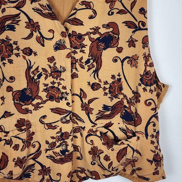 Outback Red Vintage Bird Pattern Tan Vest Size L - Picture 4 of 8